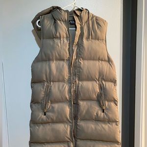 Long Puffer Vest from Zara NWT